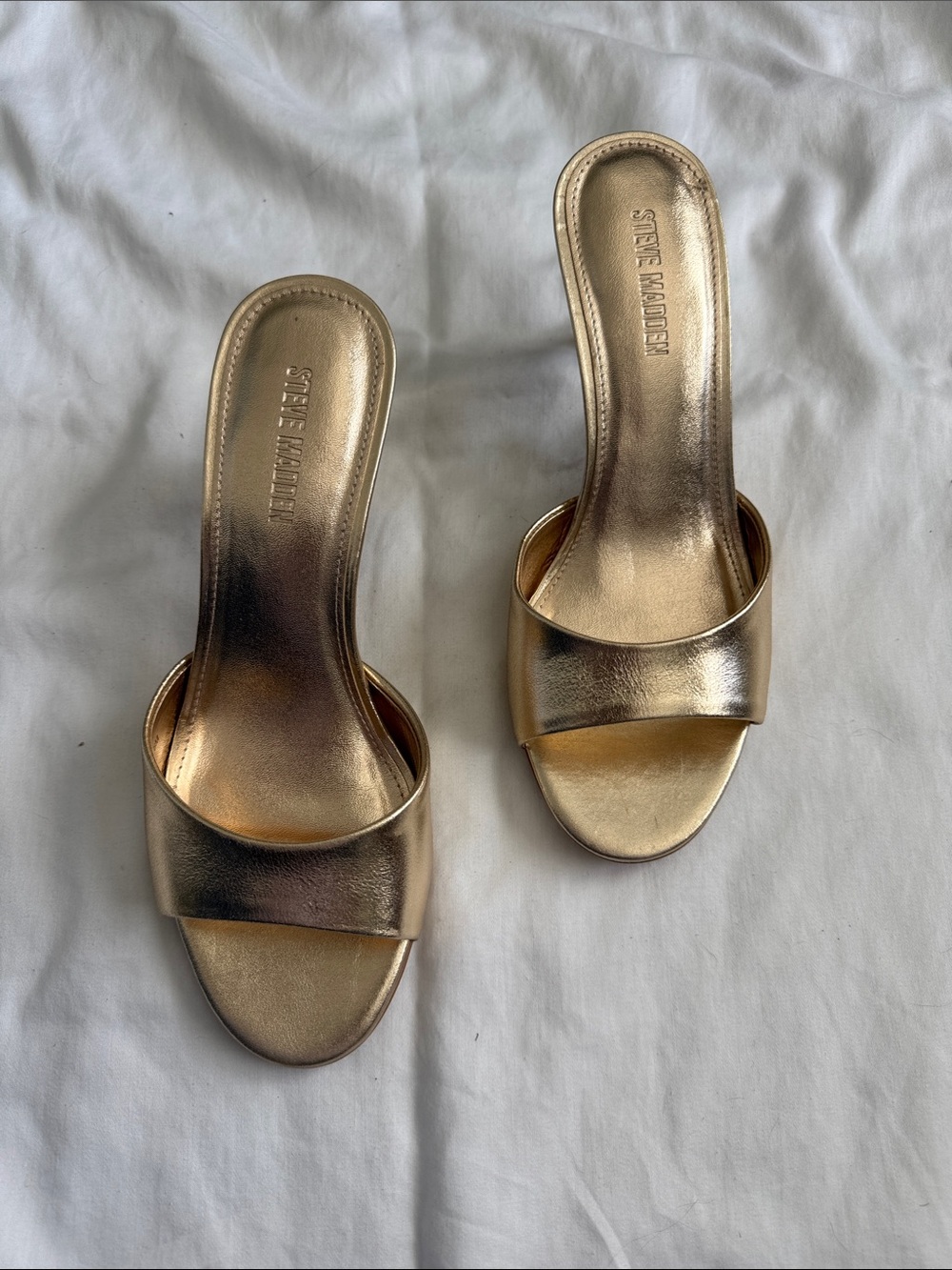 Steve Madden Metallic Gold Slide Mules